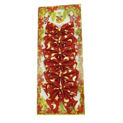 Set 6 fundite pentru brad, Rosii, cu stelute , 8 x 8 cm, din poliester, Klevo