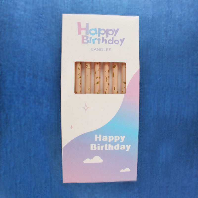 Set 6 Lumanari Lungi, Klevo, din Parafina, 10 x 0.5 cm, Happy Birthday, Oranj Pal