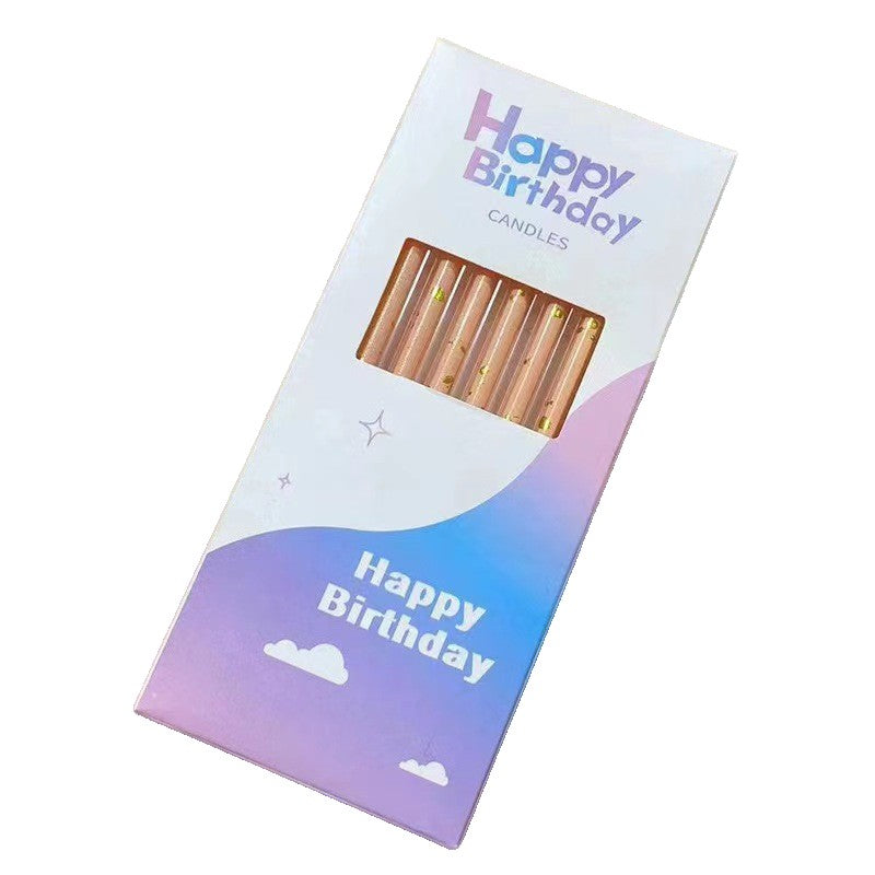 Set 6 Lumanari Lungi, Klevo, din Parafina, 10 x 0.5 cm, Happy Birthday, Oranj Pal