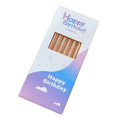 Set 6 Lumanari Lungi, Klevo, din Parafina, 10 x 0.5 cm, Happy Birthday, Oranj Pal