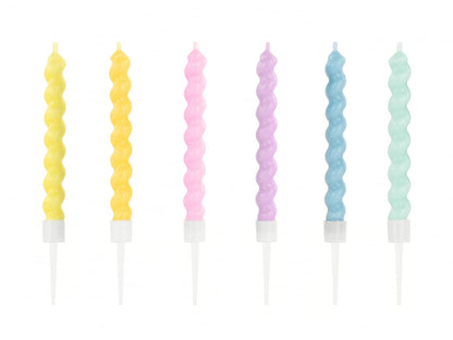 Set 6 lumânări tort spirala, 8.5 cm