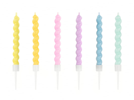Set 6 lumânări tort spirala, 8.5 cm