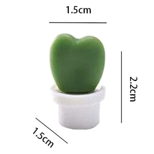 Set 6 Magneti de Frigider, Klevo, Model Cactusi in Ghiveci, din ABS si Magnet, Verde/Alb