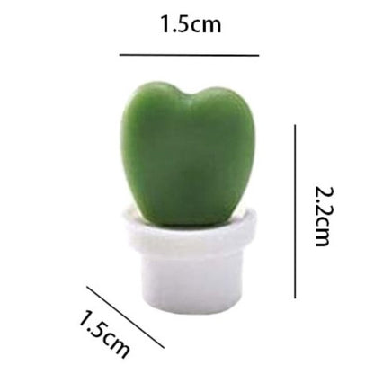 Set 6 Magneti de Frigider, Klevo, Model Cactusi in Ghiveci, din ABS si Magnet, Verde/Alb