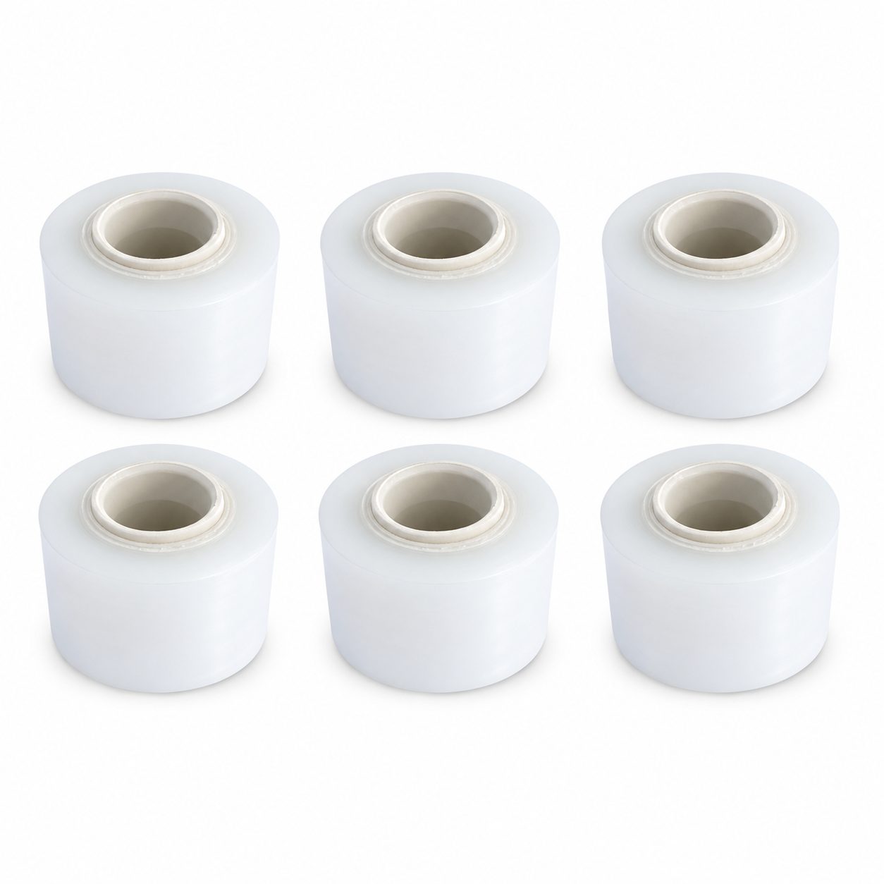 Set 6 Mini Role Folie Stretch Manuala pentru Ambalare, Impachetare si Fixare Produse, Utilizare Depozit si Transport, 12.5 cm, 0.38 kg pe Rola, Transparent