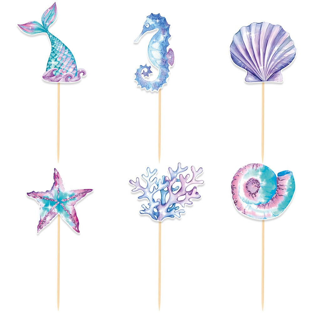 Set 6 Props-uri pentru Prajituri Sirena, Klevo, Colectia Mermaid, Multicolor