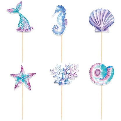 Set 6 Props-uri pentru Prajituri Sirena, Klevo, Colectia Mermaid, Multicolor