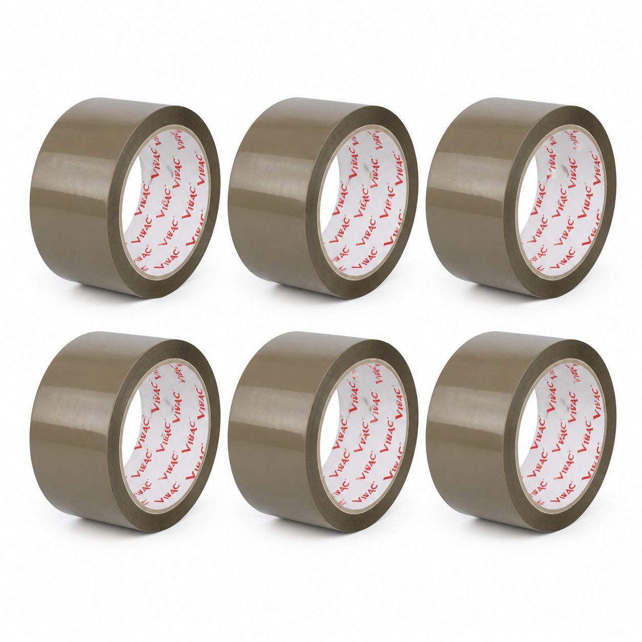 Set 6 Role Banda Adeziva Solvent Vibac pentru Ambalare Cutii si Sigilare Colete, Rezistenta, Aderenta Ridicata, 48 mm x 60 m, Maro