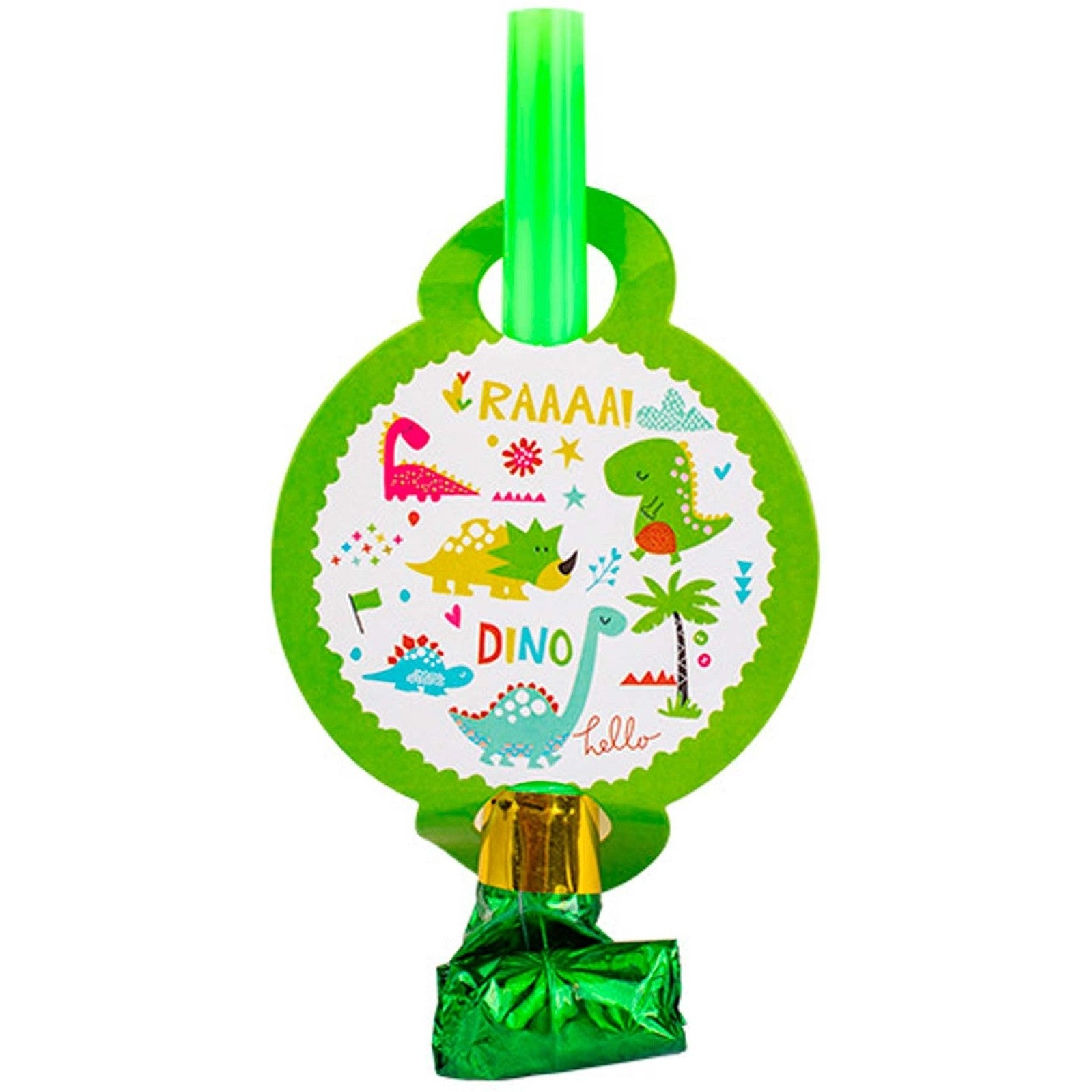 Set 6 Suflatori, Klevo, Colectia Dino Park, 12 x 7 cm, din Carton/Plastic/Hartie, Multicolor
