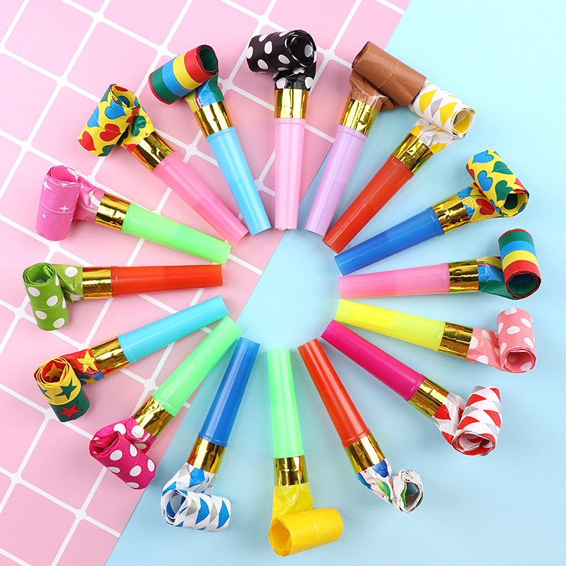 Set 6 Suflatori, Klevo, pentru Petrecere, Tematica Aniversare, 8 cm, Multicolore cu Imprimeu