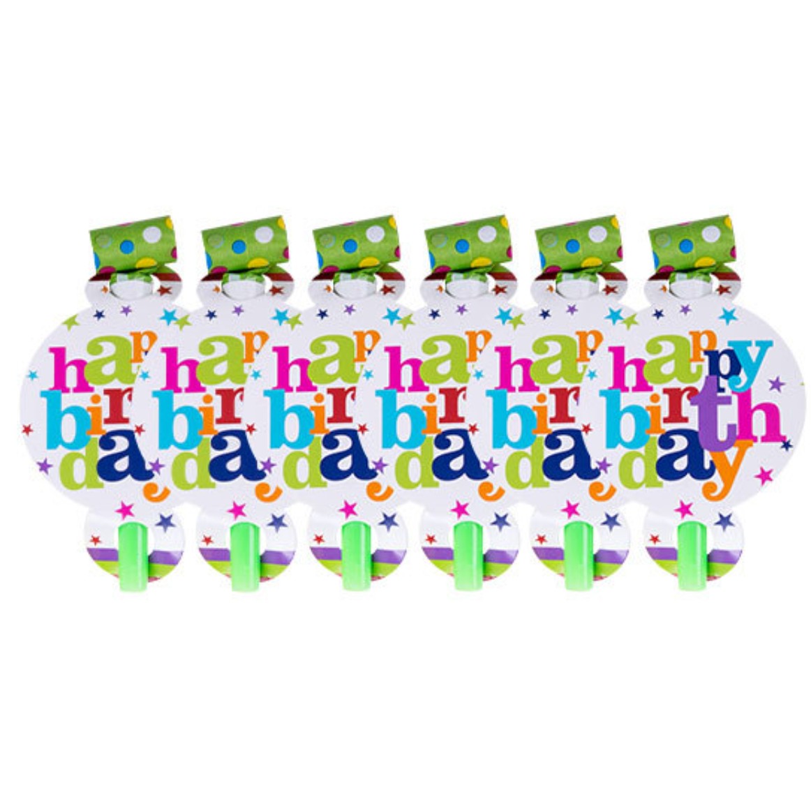 Set 6 Suflatori Happy Birthday, Klevo, pentru Petrecere, Tematica Aniversare, 13x7.8 cm, Multicolor