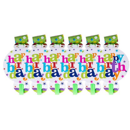 Set 6 Suflatori Happy Birthday, Klevo, pentru Petrecere, Tematica Aniversare, 13x7.8 cm, Multicolor