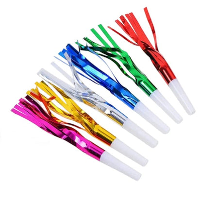 Set 6 Fluiere Party cu Franjuri, Klevo, din Plastic, Multicolor