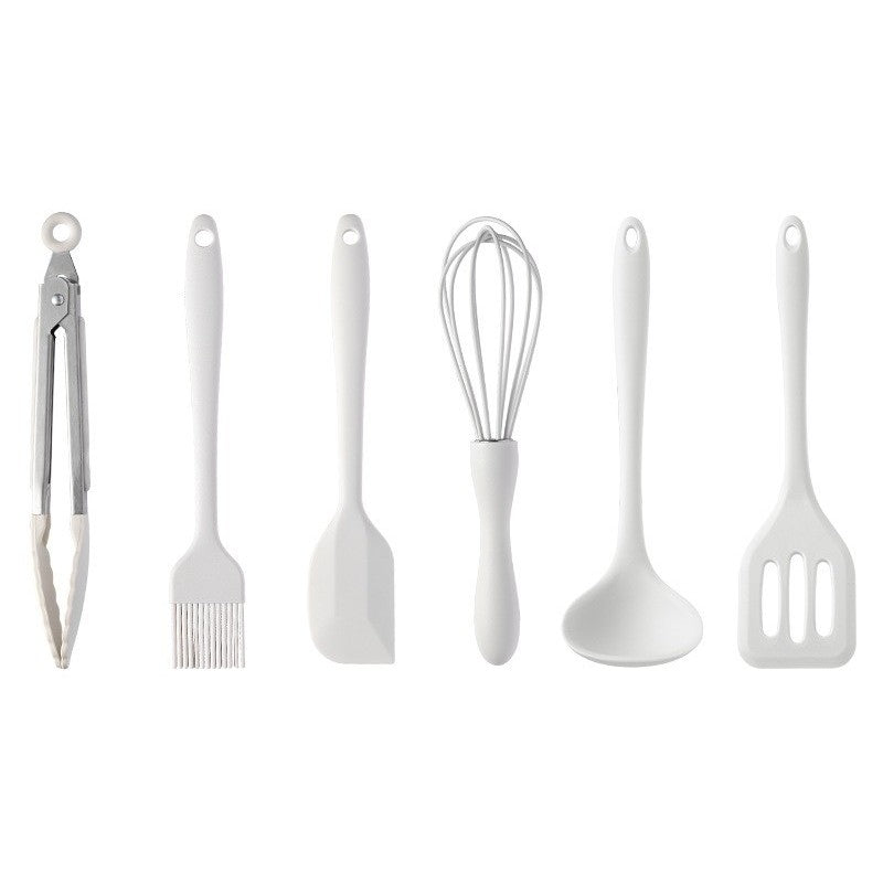 Set 6 Ustensile de Bucatarie, Klevo, din Silicon+Inox, Termorezistente, Antiaderente, 23 x 13 x 3 cm, Alb Ivory