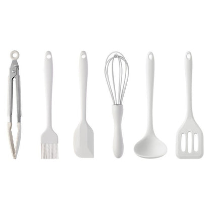 Set 6 Ustensile de Bucatarie, Klevo, din Silicon+Inox, Termorezistente, Antiaderente, 23 x 13 x 3 cm, Alb Ivory