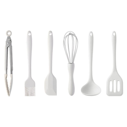 Set 6 Ustensile de Bucatarie, Klevo, din Silicon+Inox, Termorezistente, Antiaderente, 23 x 13 x 3 cm, Alb Ivory
