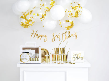 Set 60 buc decorațiuni petrecere aurii - Happy Birthday
