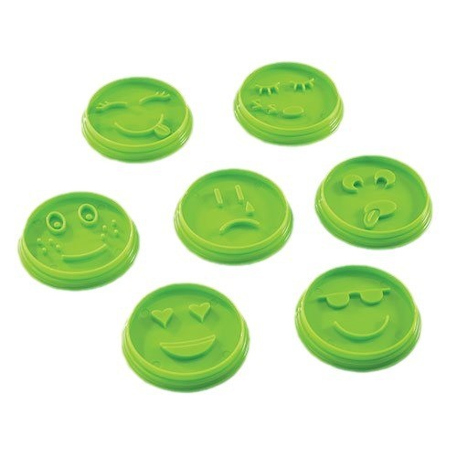Set 7 Forme de Prajituri, Klevo, Model Emoticoane Smiley Face, Diferite Expresii, 7.7 x 1.5 cm, din PP, Verde