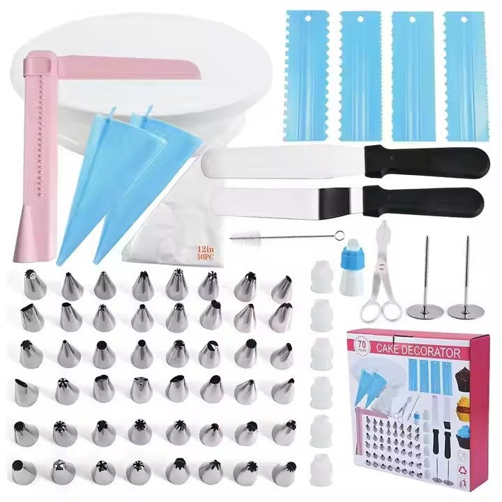 Set 70 Piese Ustensile pentru Ornare Prajituri, Klevo, din Plastic si Otel Inoxidabil, Multicolor
