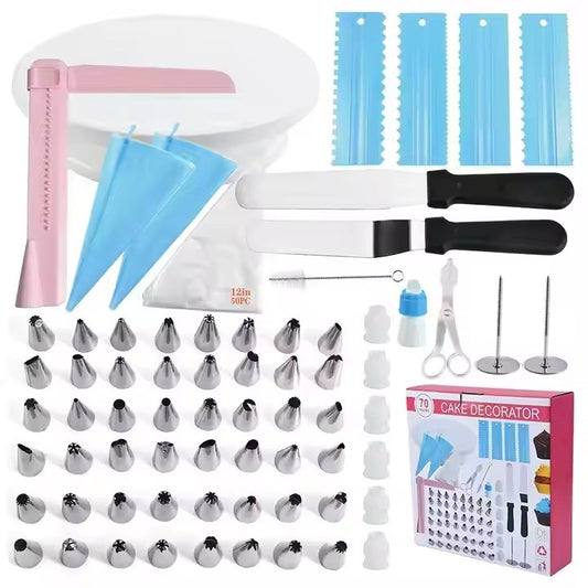 Set 70 Piese Ustensile pentru Ornare Prajituri, Klevo, din Plastic si Otel Inoxidabil, Multicolor