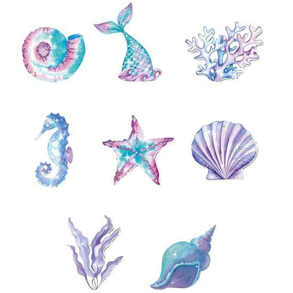 Set 8 Decoratiuni pentru Petrecere Sirena, Klevo, Colectia Mermaid, Panglici Incluse, Multicolor