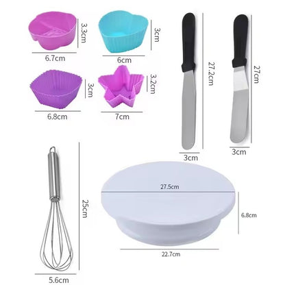 Set 80 Piese Ustensile pentru Ornare Prajituri, Klevo, din Plastic si Otel Inoxidabil, Forme Briose, Multicolor