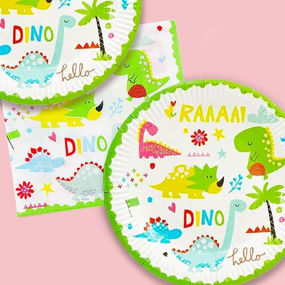 Set 9 Accesorii de Masa, Klevo, Colectia Dino Park, 82 Piese, din Carton/Plastic/Hartie, Multicolor