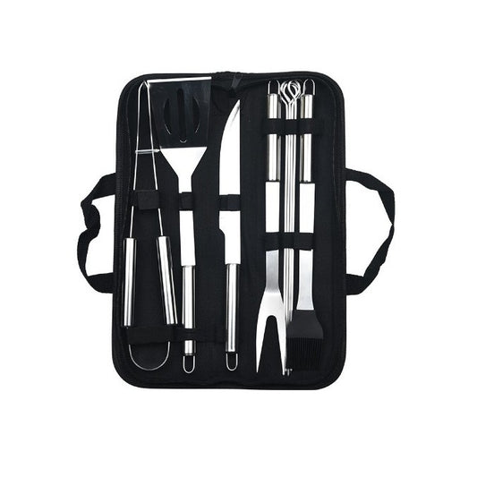 Set 9 Ustensile pentru Gratar, Klevo, din Otel Inoxidabil, Geanta Oxford, Argintiu