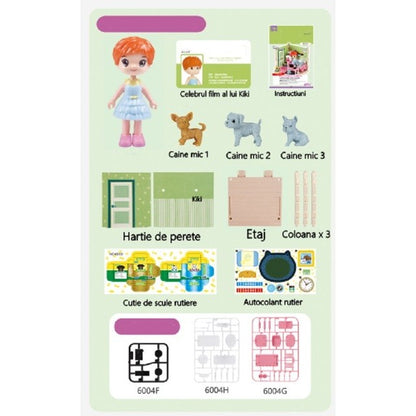 Set adapost pentru animalute Klevo, casa de papusi cu mobilier si ustensile, activitati distractive