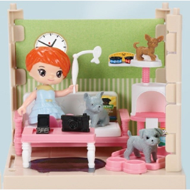 Set adapost pentru animalute Klevo, casa de papusi cu mobilier si ustensile, activitati distractive