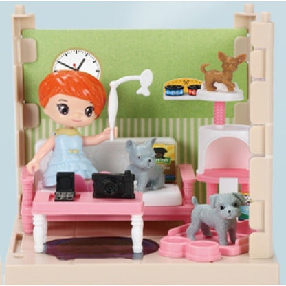 Set adapost pentru animalute Klevo, casa de papusi cu mobilier si ustensile, activitati distractive