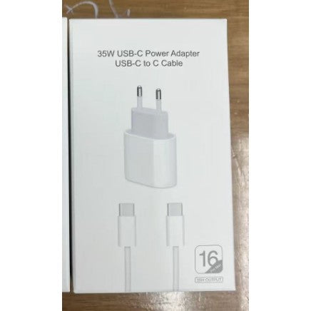 Incarcator Super Fast Charge, Klevo, Incarcator Fast Charge Compatibil Apple, 35 W, USB-C Adaptor, Cablu inclus USB-C, Alb