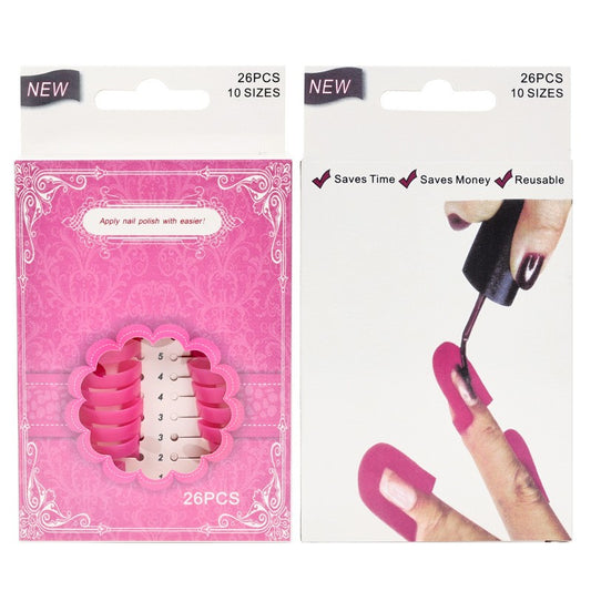 Set 26 buc Sabloane Reutilizabile pentru Oja, Klevo, pentru Manichiura Ingrijita, fara Depasire Margini, Protectie Cuticula, 10 Marimi, din Plastic, Roz