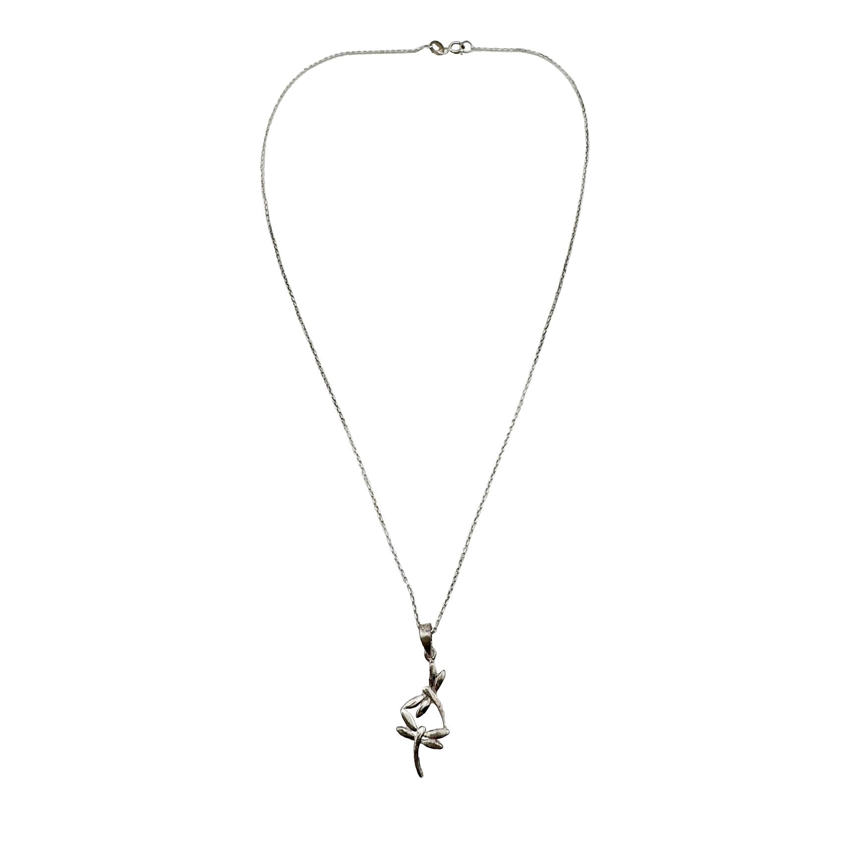 Set Lantisor cu Pandantiv din Argint 925, Jolie Silver, pentru Dama, Model Libelula Dubla, 2.8 x 1 cm, Argintiu