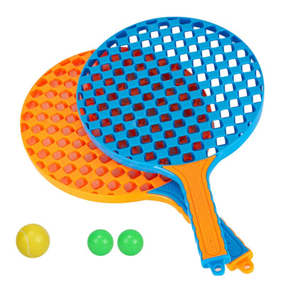 Set  Badminton pentru Copii, Klevo, 2 Palete, 3 Mingi, Pentru Joaca si Antrenament, Albastru Portocaliu