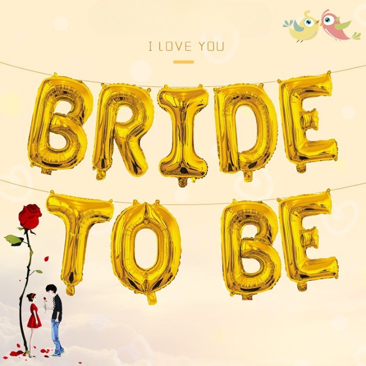 Set Baloane din Folie Metalizata, Klevo, Model Bride to Be, Litere de 40 cm, Baloane Party, Ambalaj Individual, Pai Inclus, Umflare cu Aer sau Heliu, Auriu