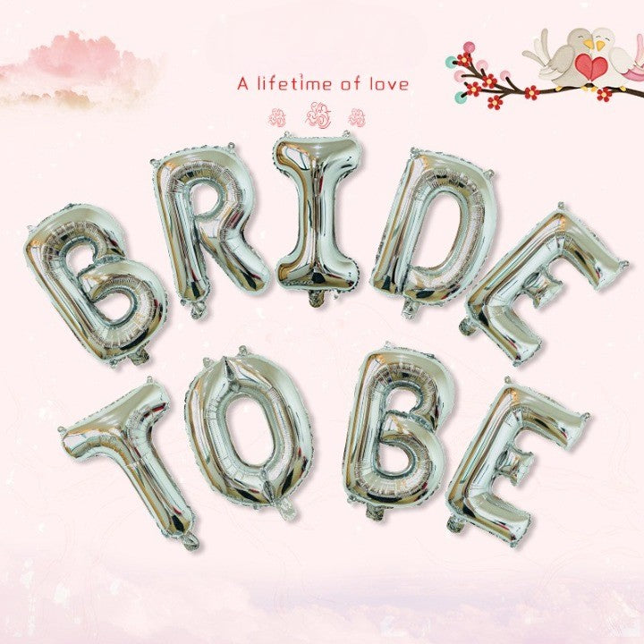 Set Baloane din Folie Metalizata, Klevo, Model Bride to Be, Litere de 40 cm, Baloane Party, Ambalaj Individual, Pai Inclus, Umflare cu Aer sau Heliu, Argintiu