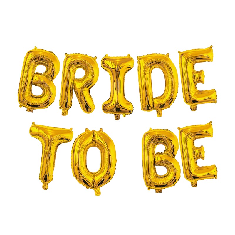 Set Baloane din Folie Metalizata, Klevo, Model Bride to Be, Litere de 40 cm, Baloane Party, Ambalaj Individual, Pai Inclus, Umflare cu Aer sau Heliu, Auriu