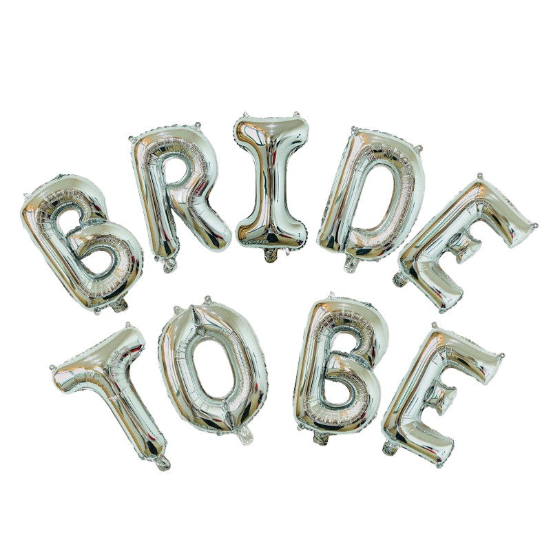 Set Baloane din Folie Metalizata, Klevo, Model Bride to Be, Litere de 40 cm, Baloane Party, Ambalaj Individual, Pai Inclus, Umflare cu Aer sau Heliu, Argintiu