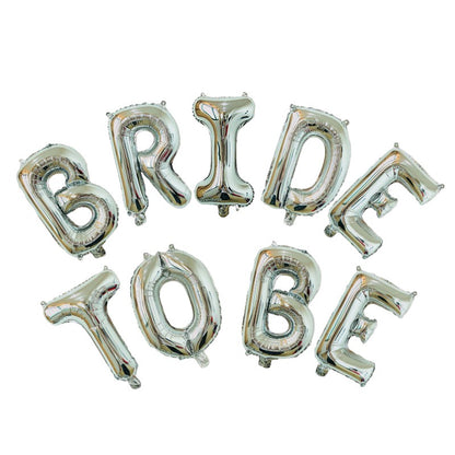 Set Baloane din Folie Metalizata, Klevo, Model Bride to Be, Litere de 40 cm, Baloane Party, Ambalaj Individual, Pai Inclus, Umflare cu Aer sau Heliu, Argintiu