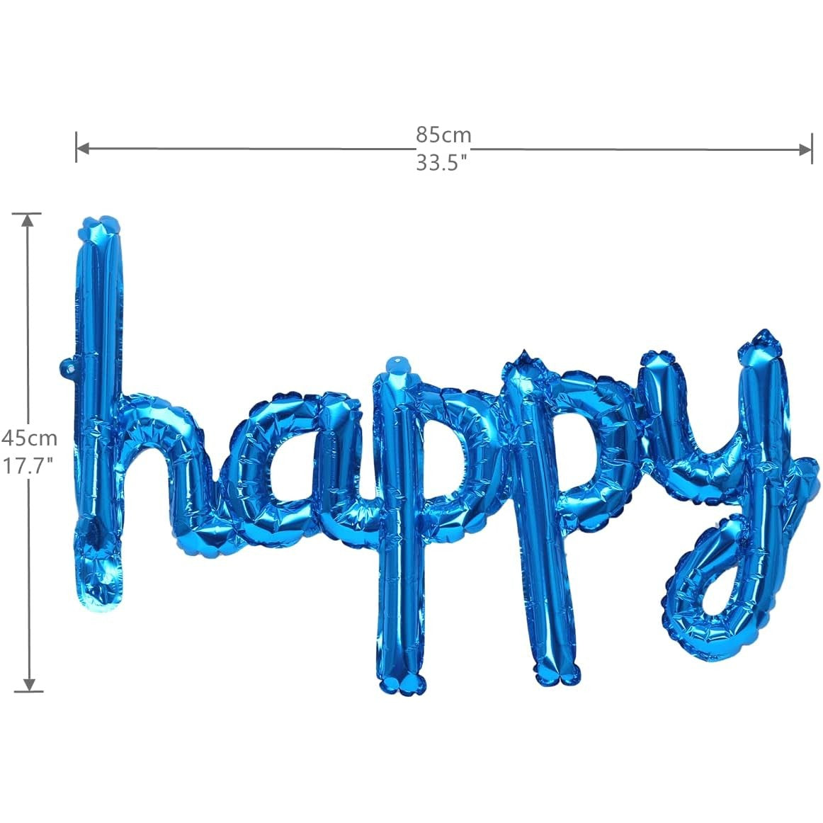 Set Baloane din Folie Metalizata, Klevo, Model Happy Birthday, 45x85 cm, 45x124cm, Baloane Party, Ambalaj Individual, Pai Inclus, Umflare cu Aer sau Heliu, Albastru