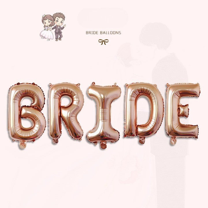 Set Baloane din Folie Metalizata, Klevo, Model Scris Bride, Litere de 100 cm, Tema Iubire, Baloane Party, Ambalaj Individual, Pai Inclus, Umflare cu Aer sau Heliu, Roz
