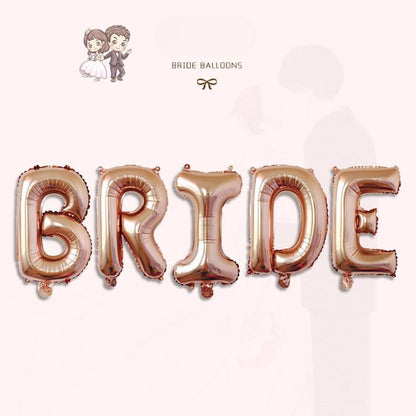 Set Baloane din Folie Metalizata, Klevo, Model Scris Bride, Litere de 40 cm, Tema Iubire, Baloane Party, Ambalaj Individual, Pai Inclus, Umflare cu Aer sau Heliu, Roz