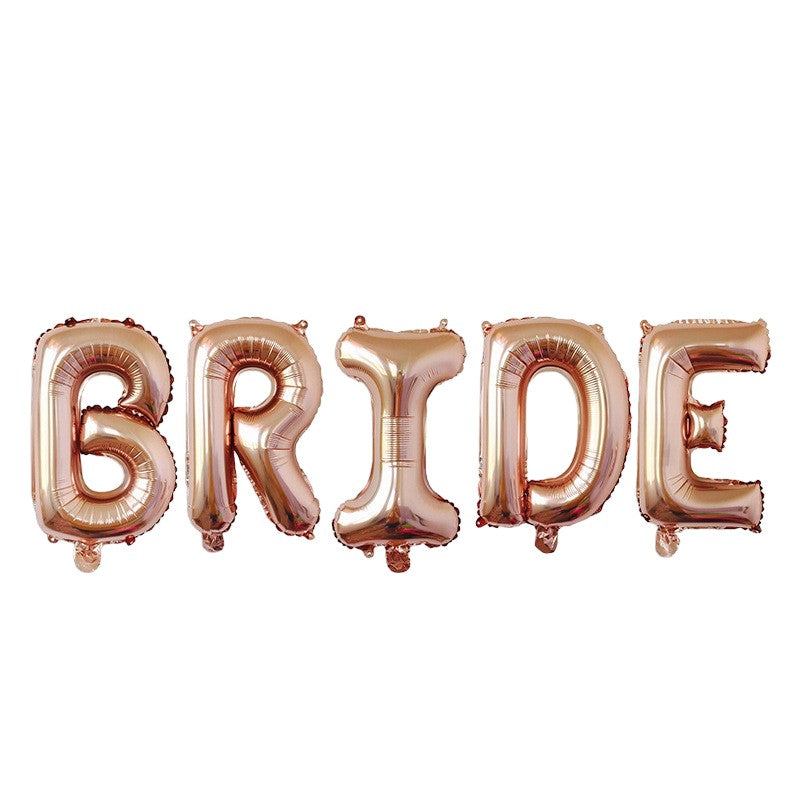 Set Baloane din Folie Metalizata, Klevo, Model Scris Bride, Litere de 40 cm, Tema Iubire, Baloane Party, Ambalaj Individual, Pai Inclus, Umflare cu Aer sau Heliu, Roz