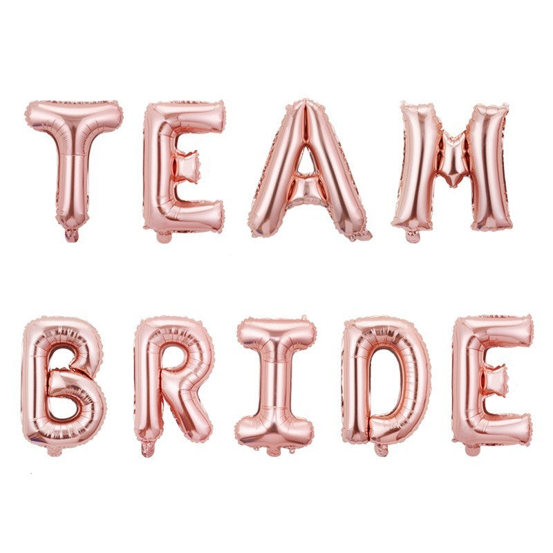 Set Baloane din Folie Metalizata, Klevo, Model Team Bride, Litere de 40 cm, Tema Iubire, Baloane Party, Ambalaj Individual, Pai Inclus, Umflare cu Aer sau Heliu, Roz