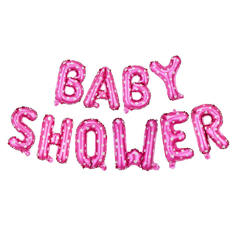 Set Baloane din Folie Metalizata, Klevo, Model Baby Shower, Litere de 40 cm, Baloane Party, Ambalaj Individual, Pai, Ata si Adeziv Incluse, Umflare cu Aer sau Heliu, Roz