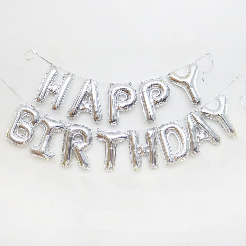 Set baloane folie Klevo, Happy Birthday, 40 cm, argintiu