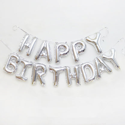 Set baloane folie Klevo, Happy Birthday, 40 cm, argintiu