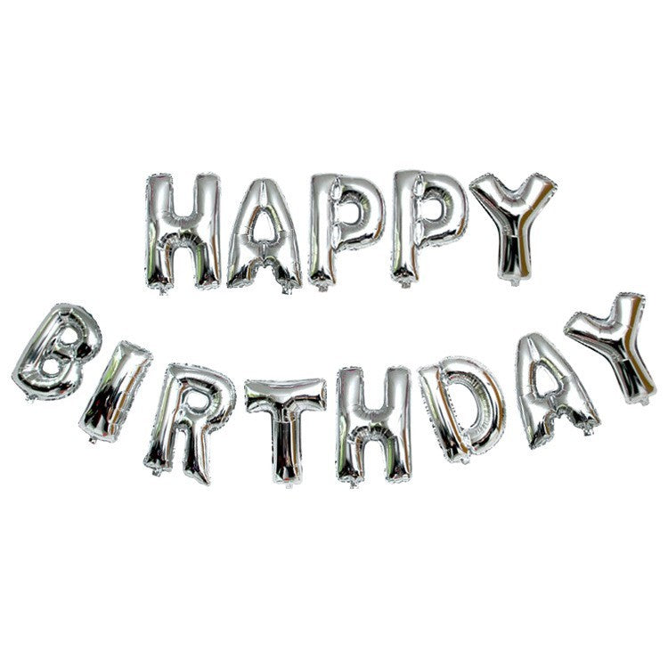 Set baloane folie Klevo, Happy Birthday, 40 cm, argintiu