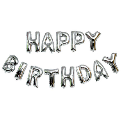 Set baloane folie Klevo, Happy Birthday, 40 cm, argintiu